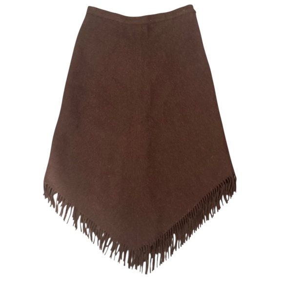 Peruvian Connection Baby Alpaca Wool Fringe Skirt in Chestnut Truffle Brown - Picture 3 of 9